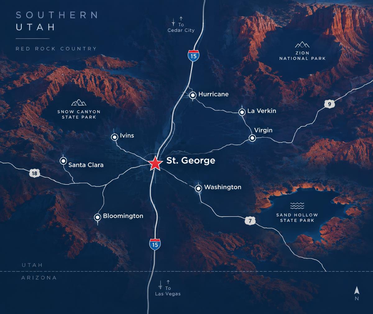 Map of the Southern Utah service area around St. George